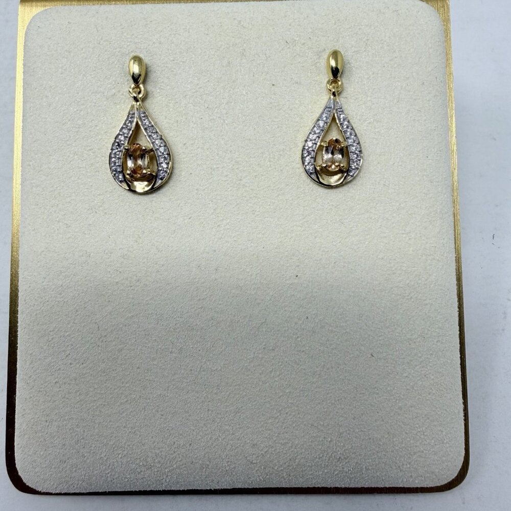 Shop LC Natural Golden Imperial Topaz/Natural White Zircon Dangle Earrings 5447